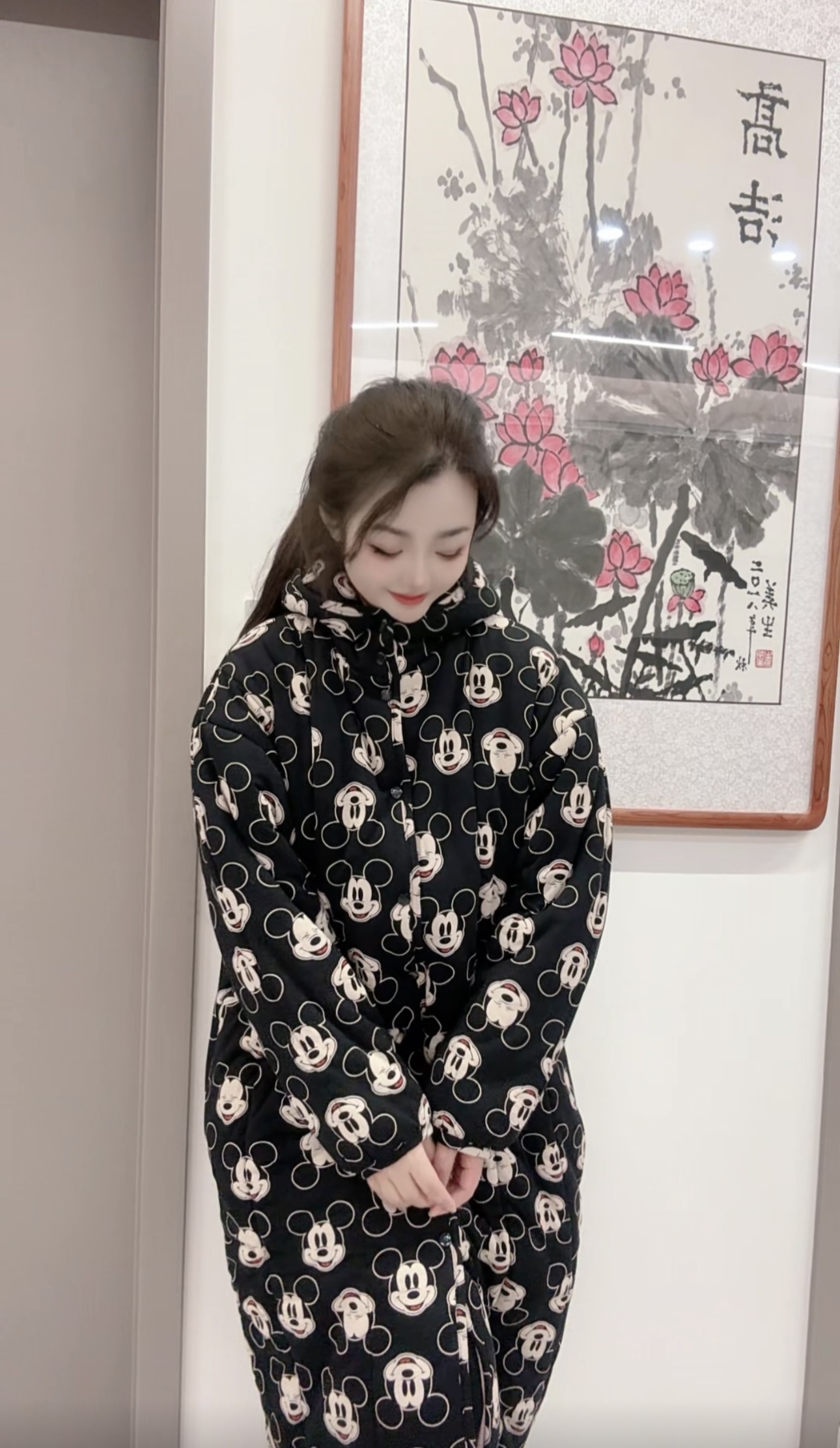 LZW  黑米奇长袍110长度新疆棉居家服