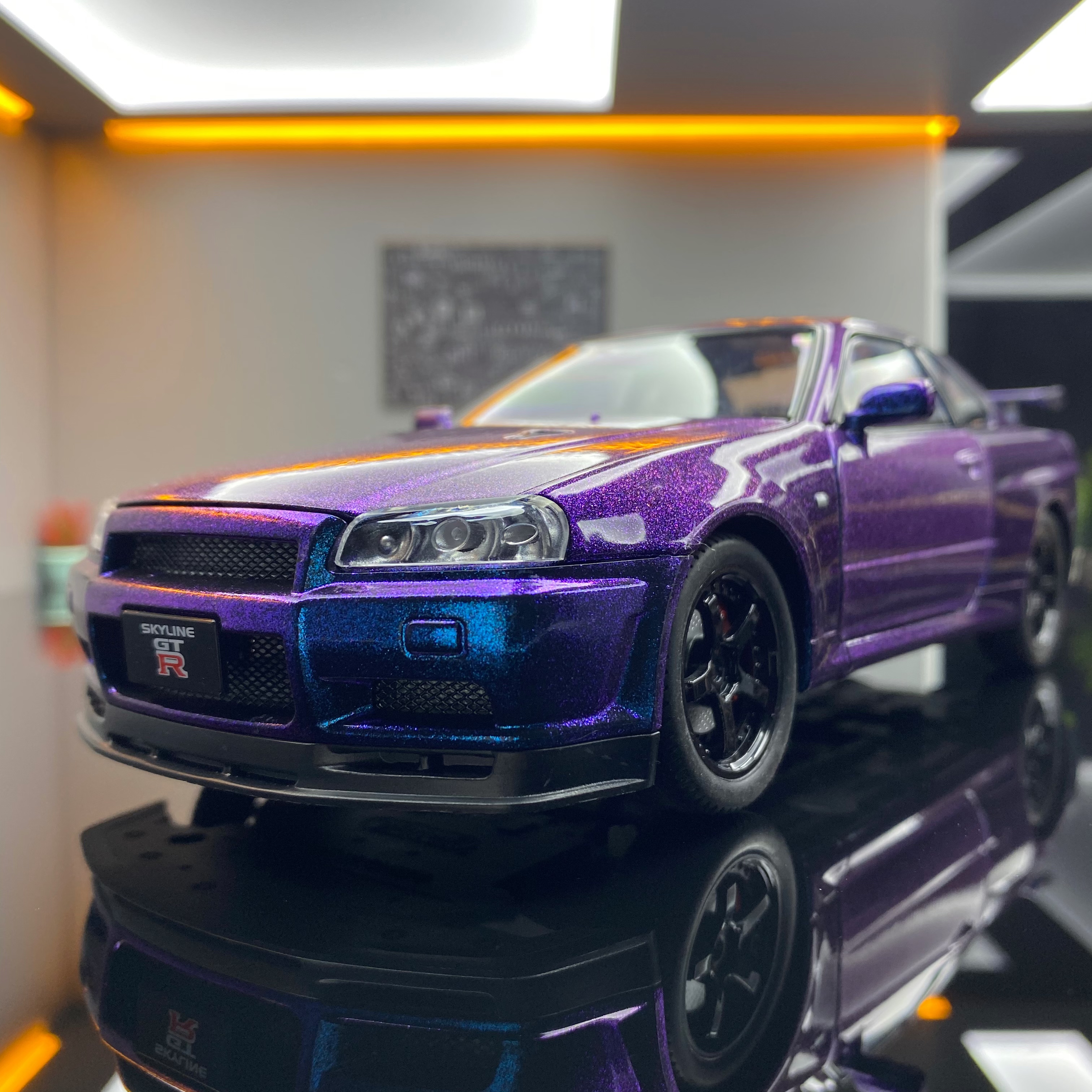 【电镀紫工艺】GTR-34合金全开 1:24 JDM潮玩汽车模型礼品摆件