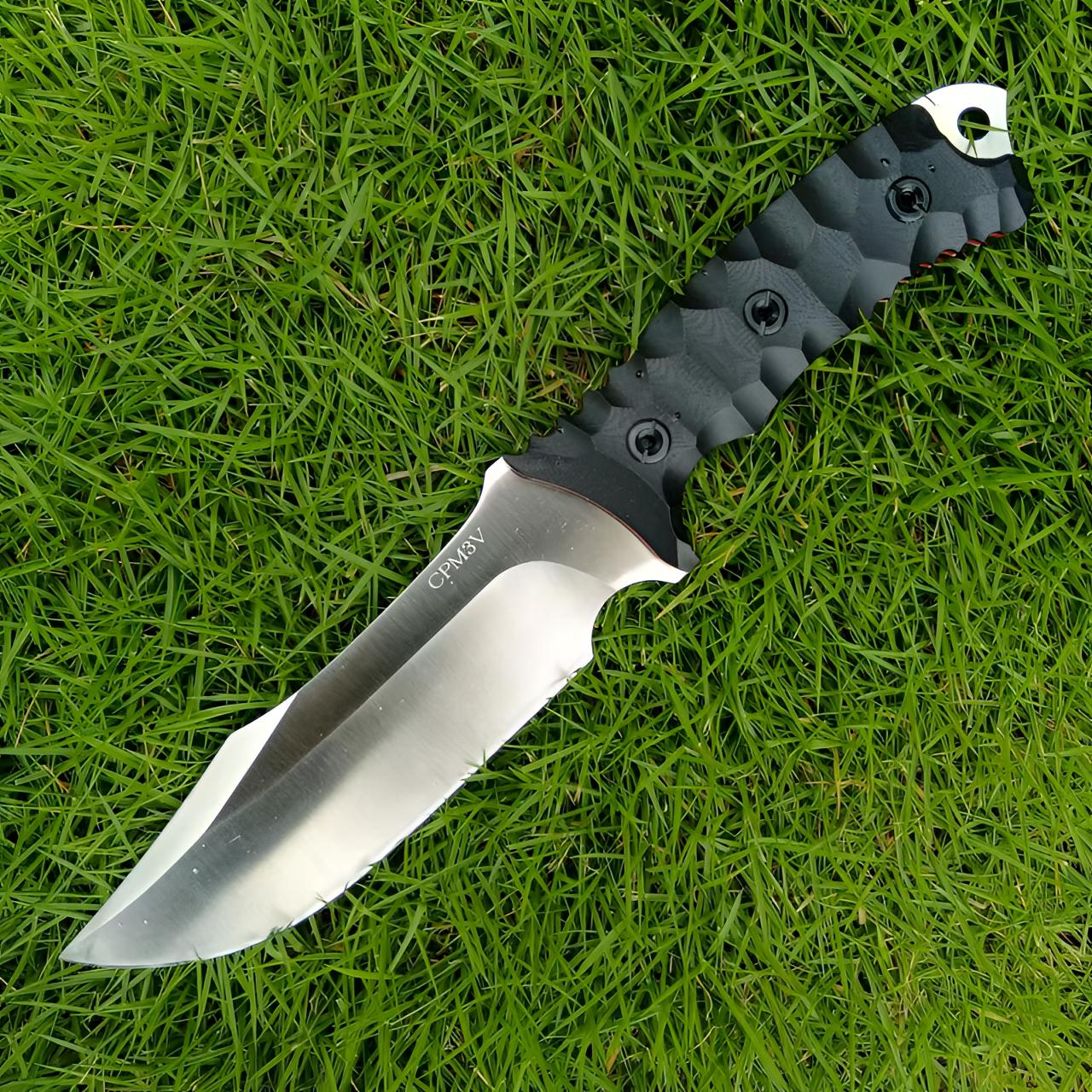 屠龙CPM3v刀具粉末钢直刀户外刀高端刀野外生存刀战术刀户外刀