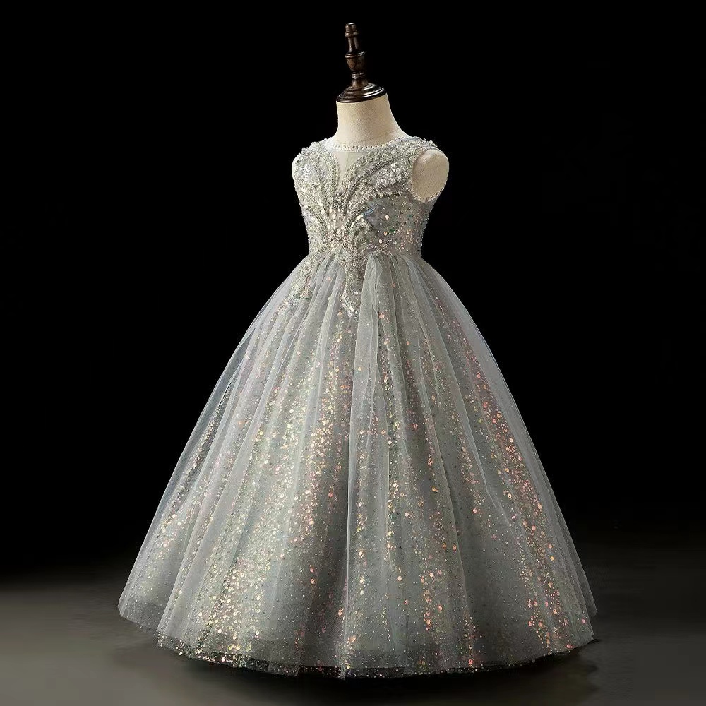 【庄周梦蝶】女童连衣裙珍珠礼服文艺气质夏季走秀洋气蓬蓬裙