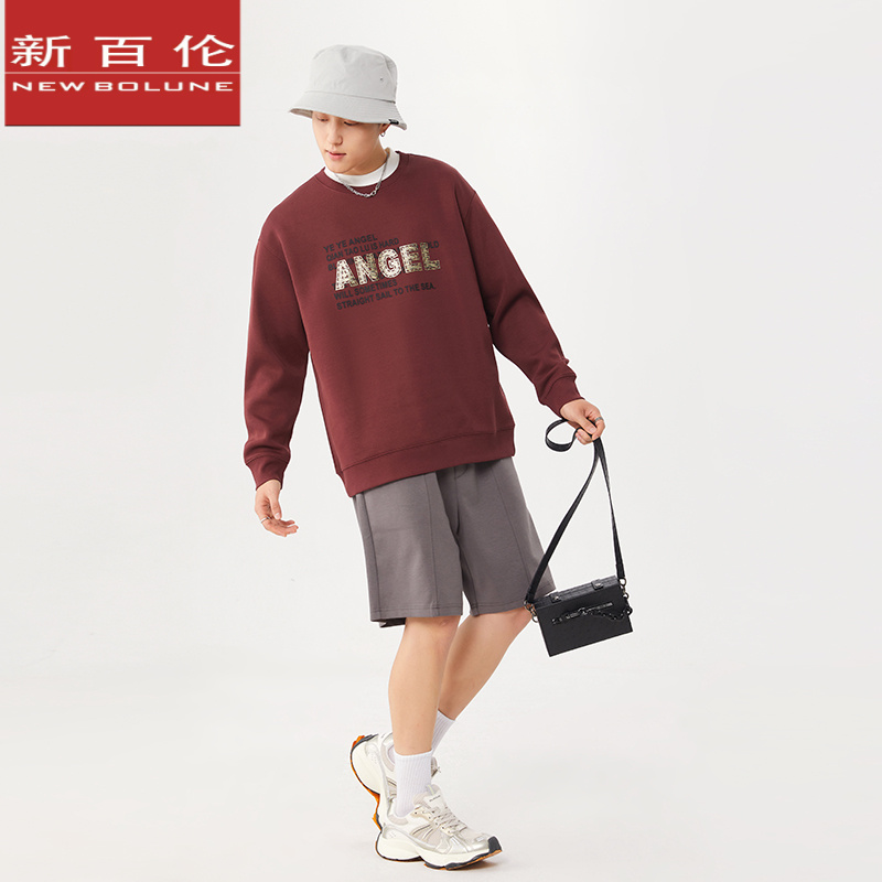 新百伦秋冬安可拉红美式潮牌圆领卫衣男重磅情侣宽松套头长袖上衣