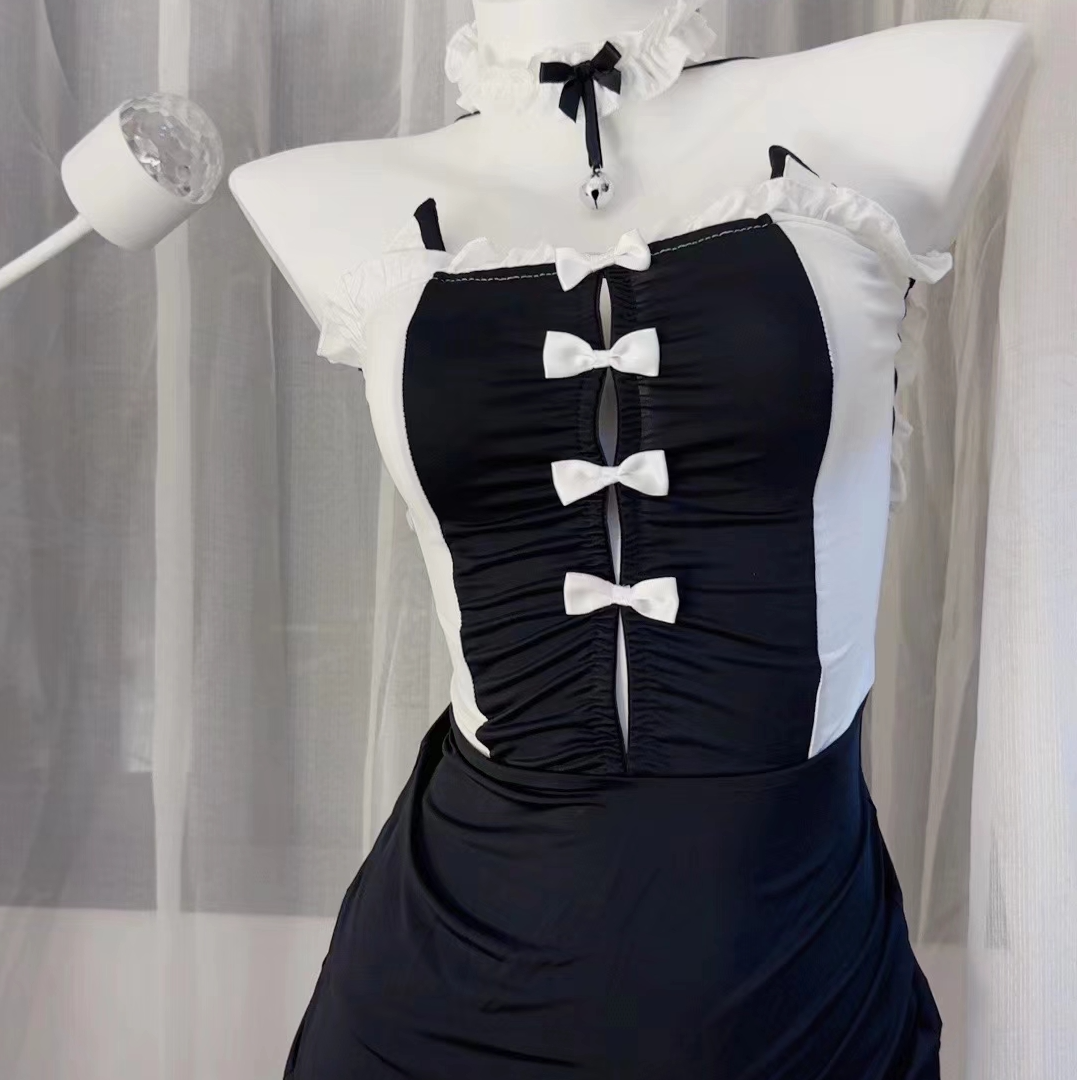 性感黑色可爱女佣猫咪诱惑镂空女仆纯欲制服修身收腰包臀裙