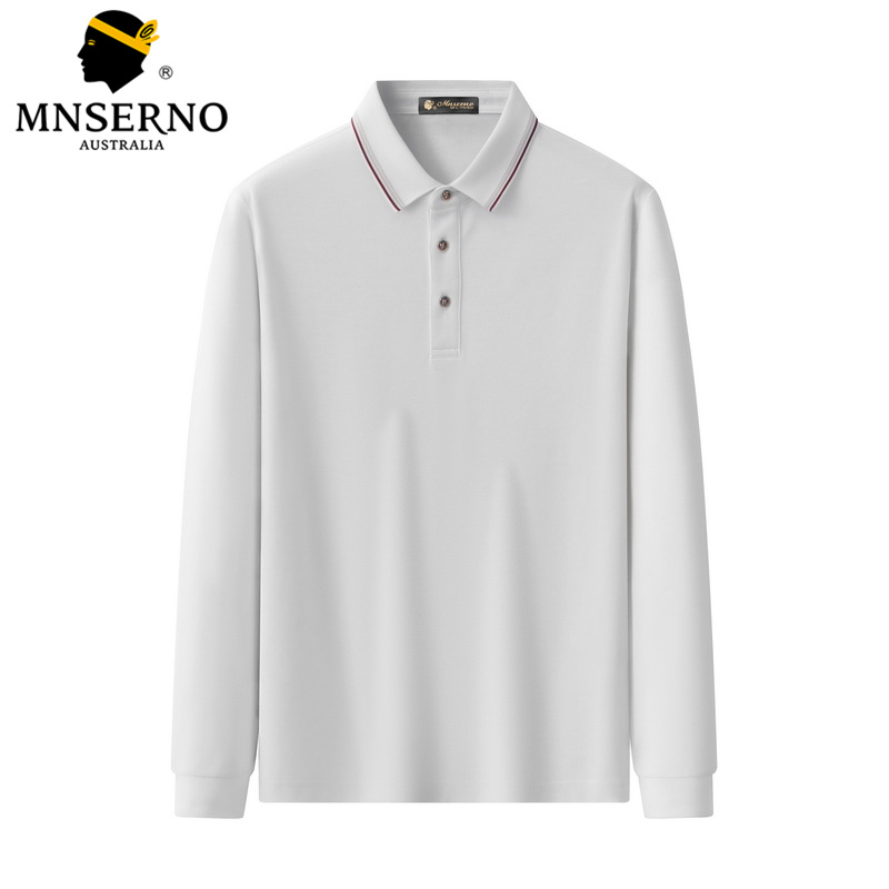 曼西尔奴男士潮流商务休闲百搭棉质舒适翻领长袖POLO衫24212006TM