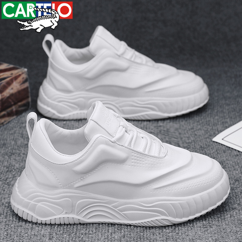 卡帝乐鳄鱼男鞋春季纯白百搭透气休闲运动鞋男士厚底增高老爹潮鞋