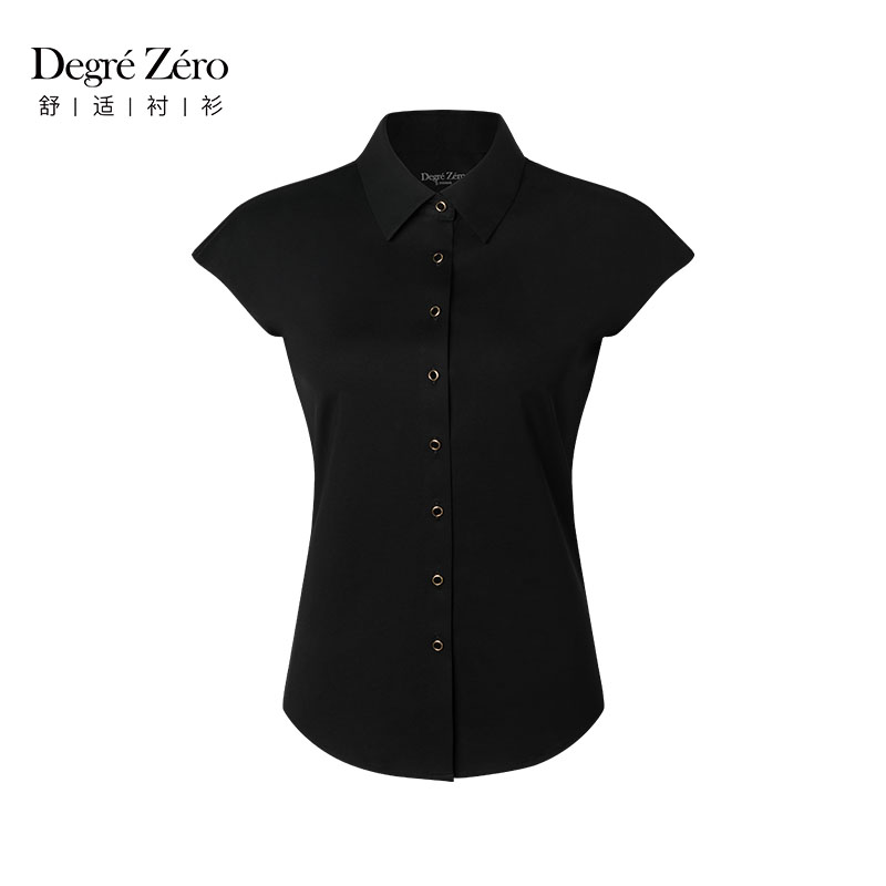 DegreZero春夏新品女士合体版短衬经典黑色商务休闲小众设计感