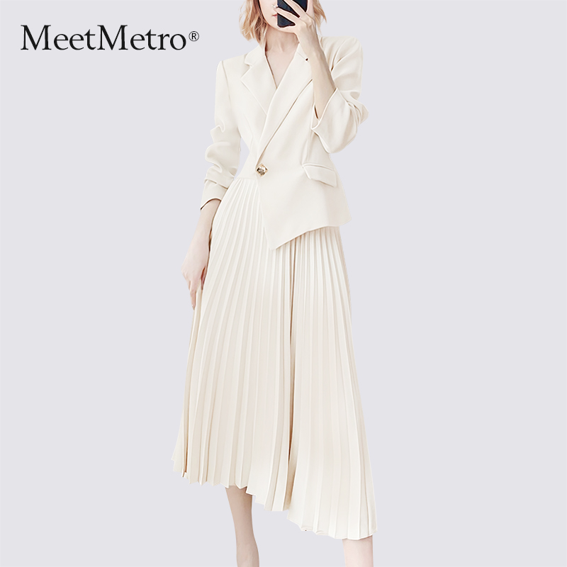 【红人上新】MeetMetro玛依尔西装连衣裙秋冬新款高级感职业通勤