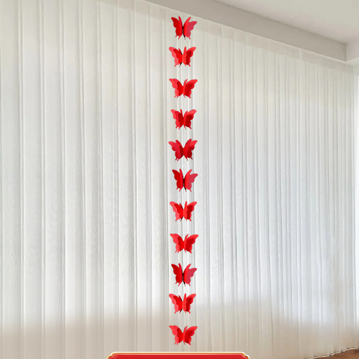 长条喜字窗帘婚房布置蝴蝶串装饰挂件婚礼男女方卧室客厅套装男方