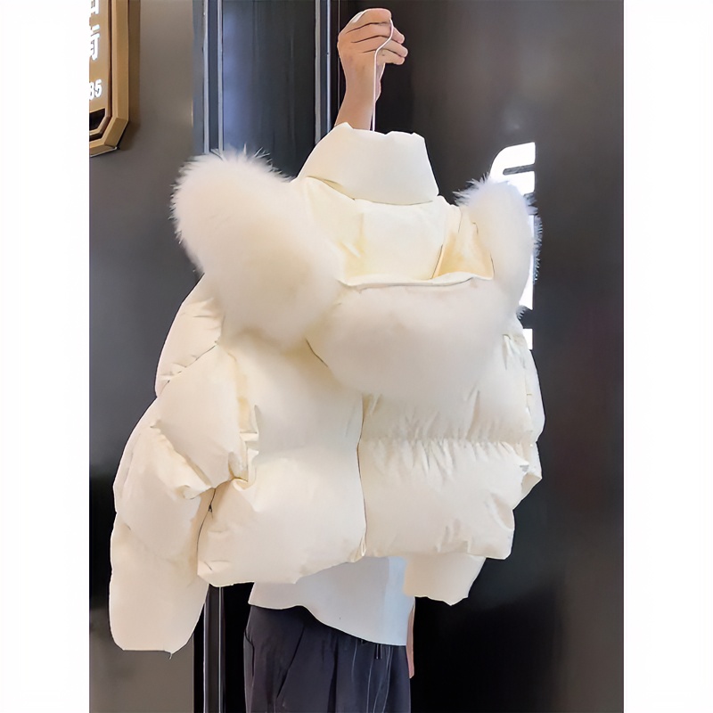 羽绒衣服今年流行冬季小香风韩系短款羽绒服小个子加厚毛领连帽外