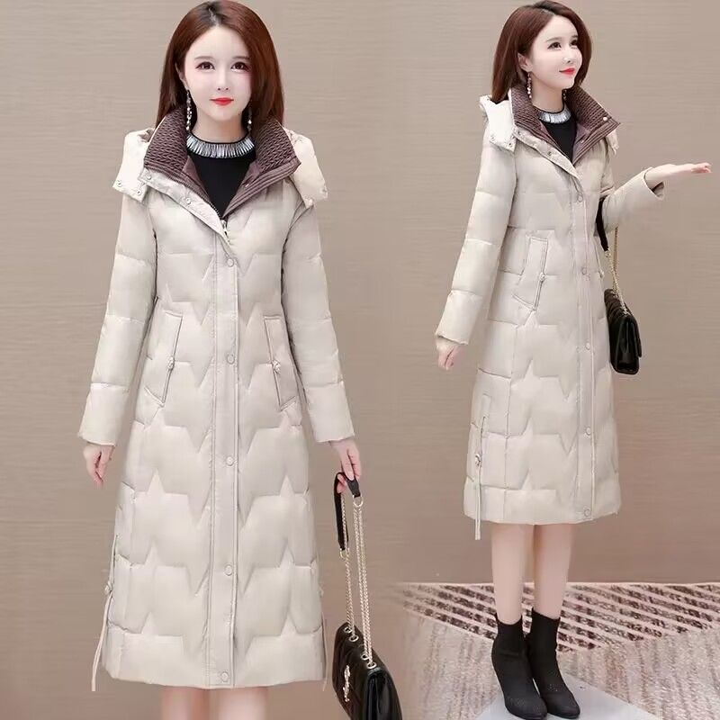 波斯澄2023冬季新款羽绒服女中长款洋气时尚修身显瘦脱卸帽加厚保