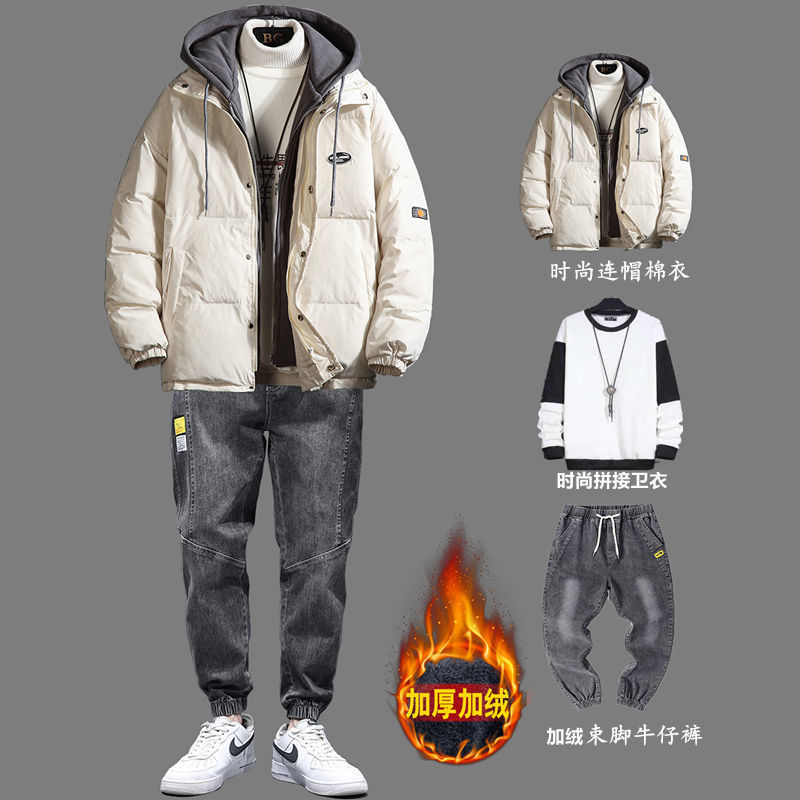 2023男士棉服秋冬季加厚棉衣外套男装一套搭配帅气面包服