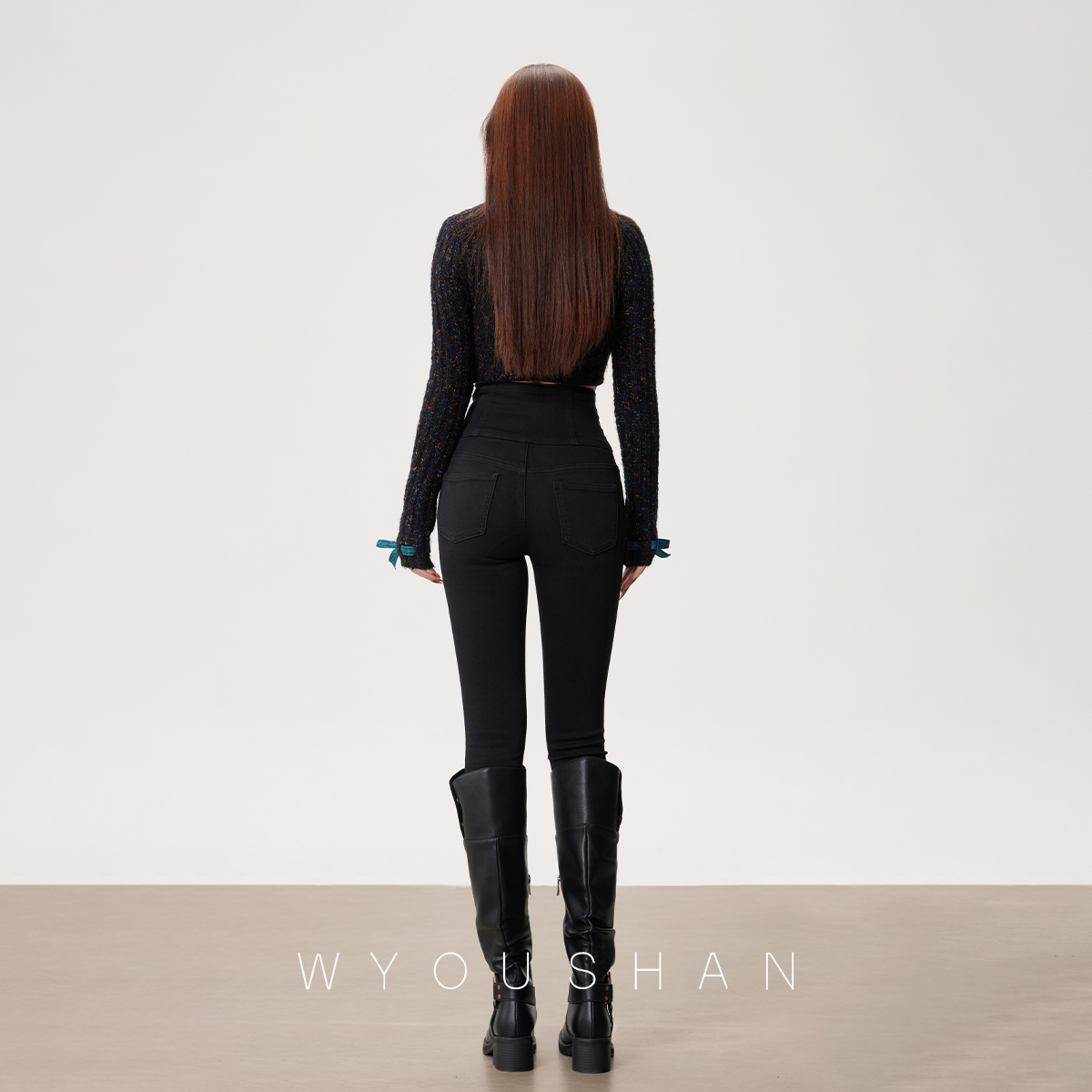 【王幼珊】牛仔裤女春秋紧身长裤2025新款小脚裤修身高腰裤子2105