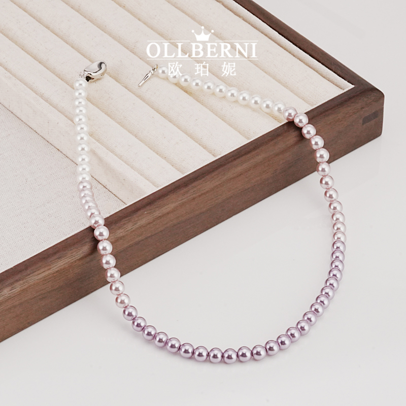 铜合金项链 妈妈气质轻奢时尚百搭简约白色经典糖果色项链-