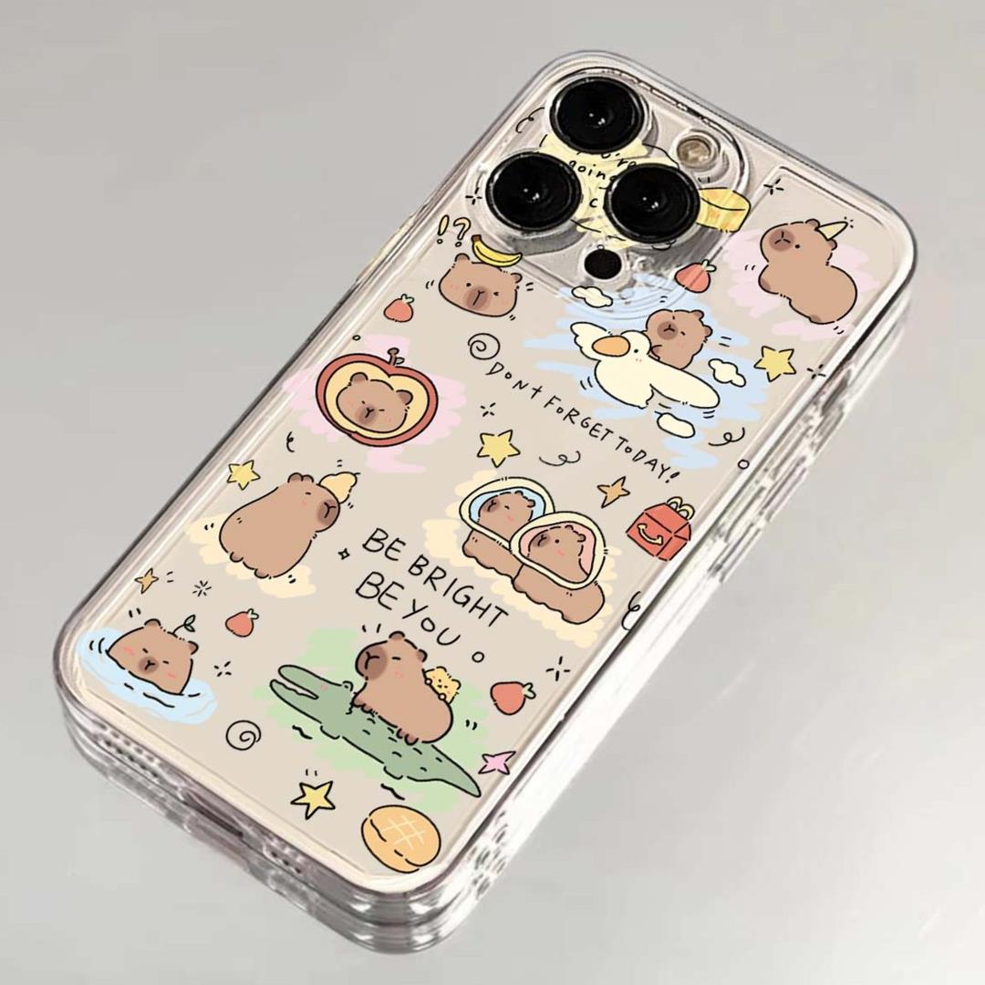 水豚集合适配苹果15手机壳iPhone14透明保护套13软12防摔11网红