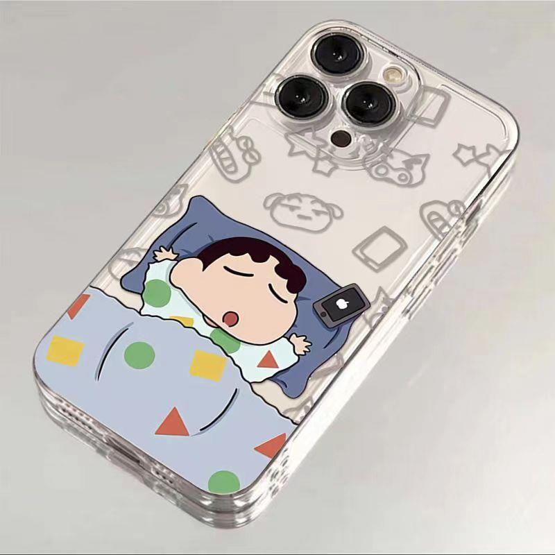 蜡笔小新适配苹果15手机壳iPhone14透明保护套13软12防摔11网红