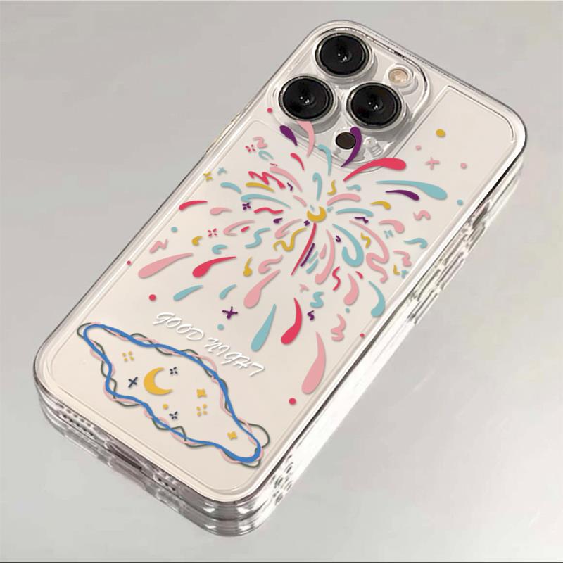 ins烟花涂鸦适配苹果15手机壳iPhone14小众13太空壳潮流xs女x款
