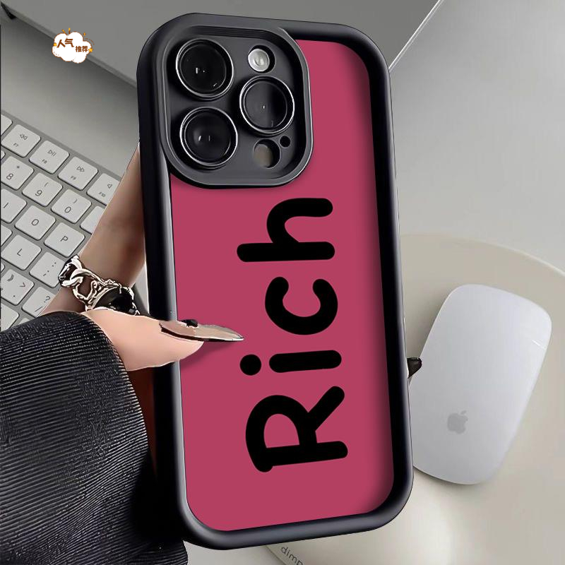 ins高级rich英文iPhone14promax镜头框手机壳苹果1312全包11软套