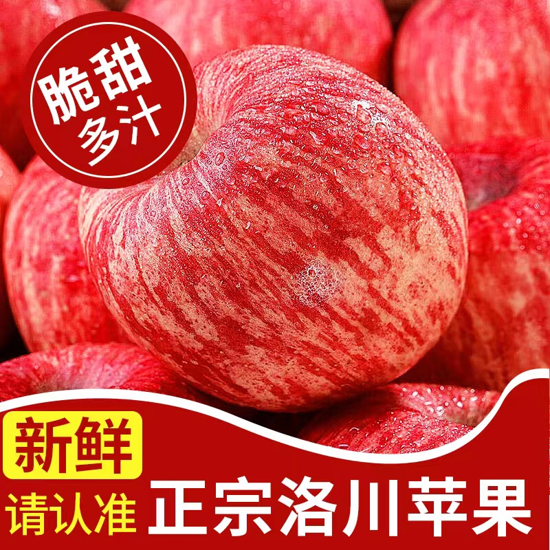 【顺丰发货】正宗洛川红富士苹果当季新鲜水果脆甜多汁现摘现发包邮
