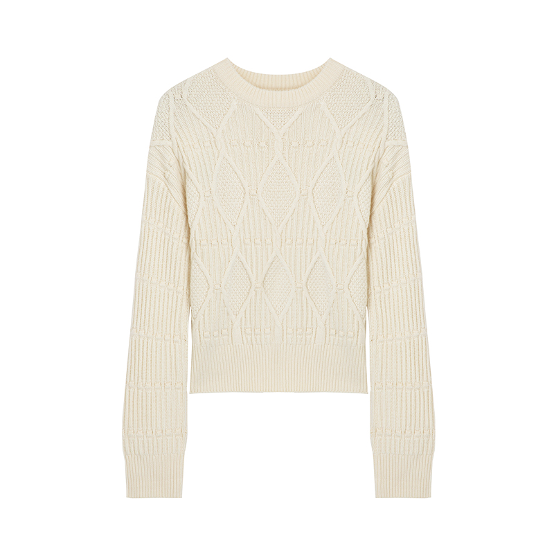 布景毛针织衫女冬季新品商场同款圆领针织毛衫BW24TH1674