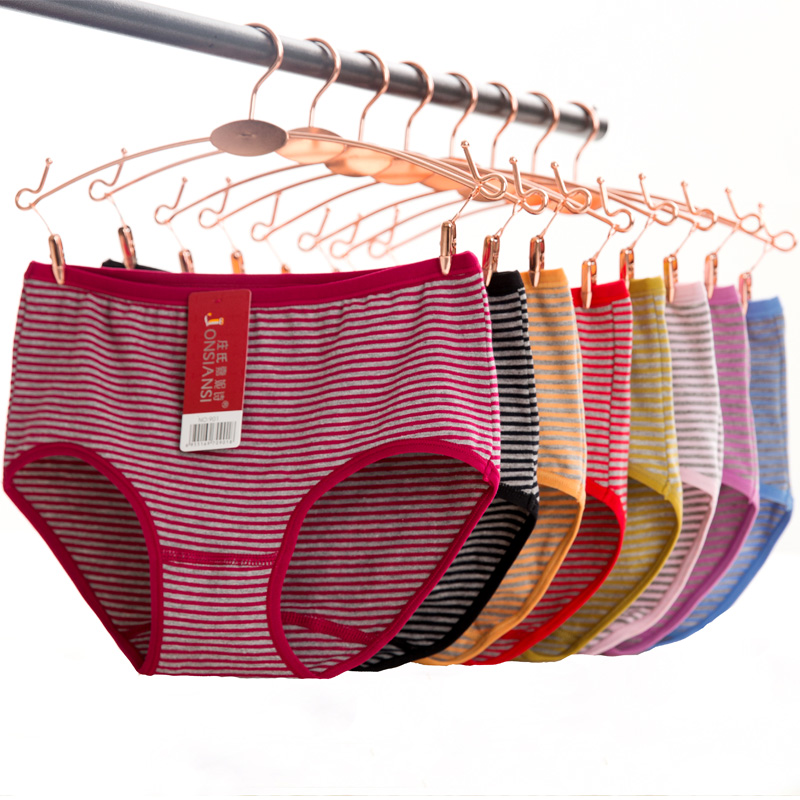 中老年条纹内裤，中高腰弹性好，面料舒适透气。多色可选。