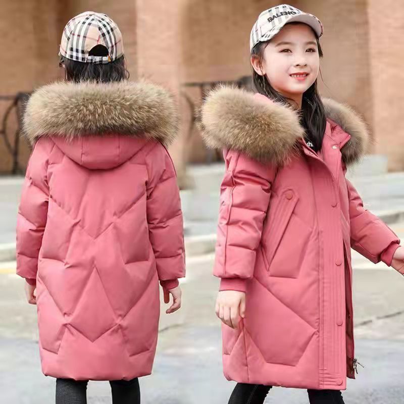 波司豋儿童服女童中长款2023新款韩版洋气童装中大童女孩加厚外套