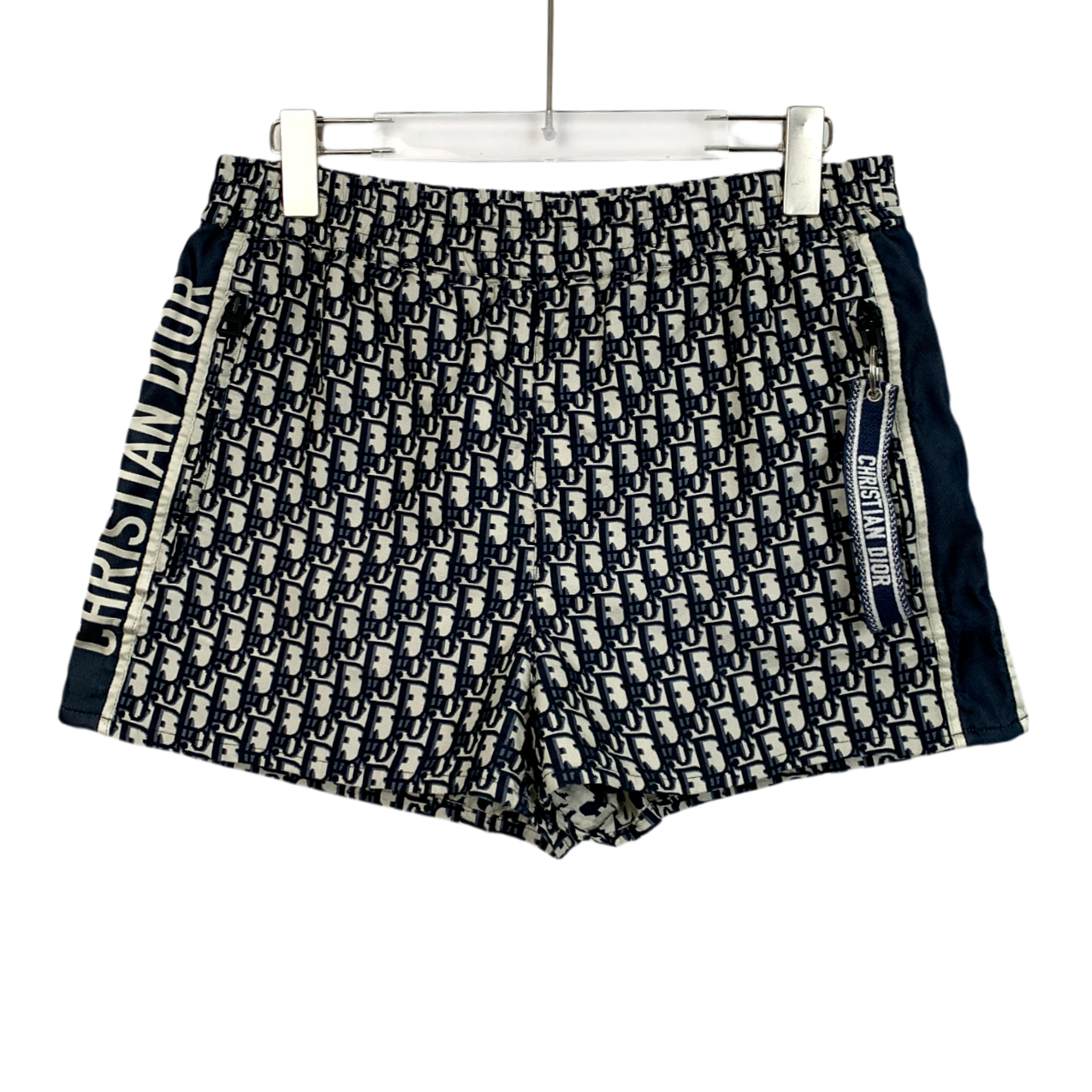 99新 DIOR/迪奥 X11759 深蓝色logo提花满印休闲短裤38 S码