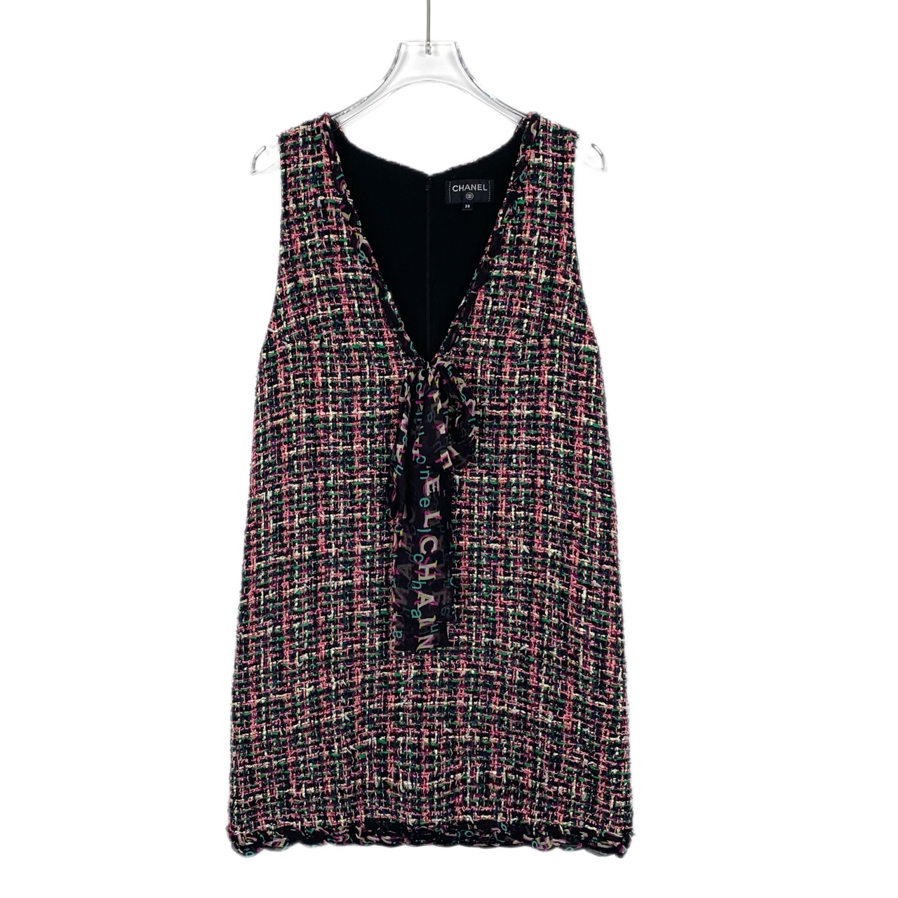 99新 Chanel/香奈儿 015901 香奈儿 粗花呢编织V领连衣裙 38 S