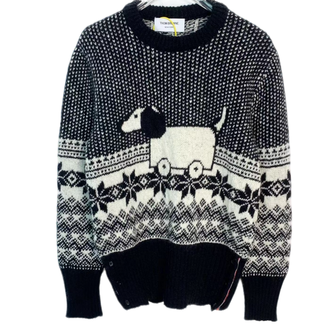 99新 HM 0256 Thom Browne tb 0码 小狗嵌花圆领针织毛衣