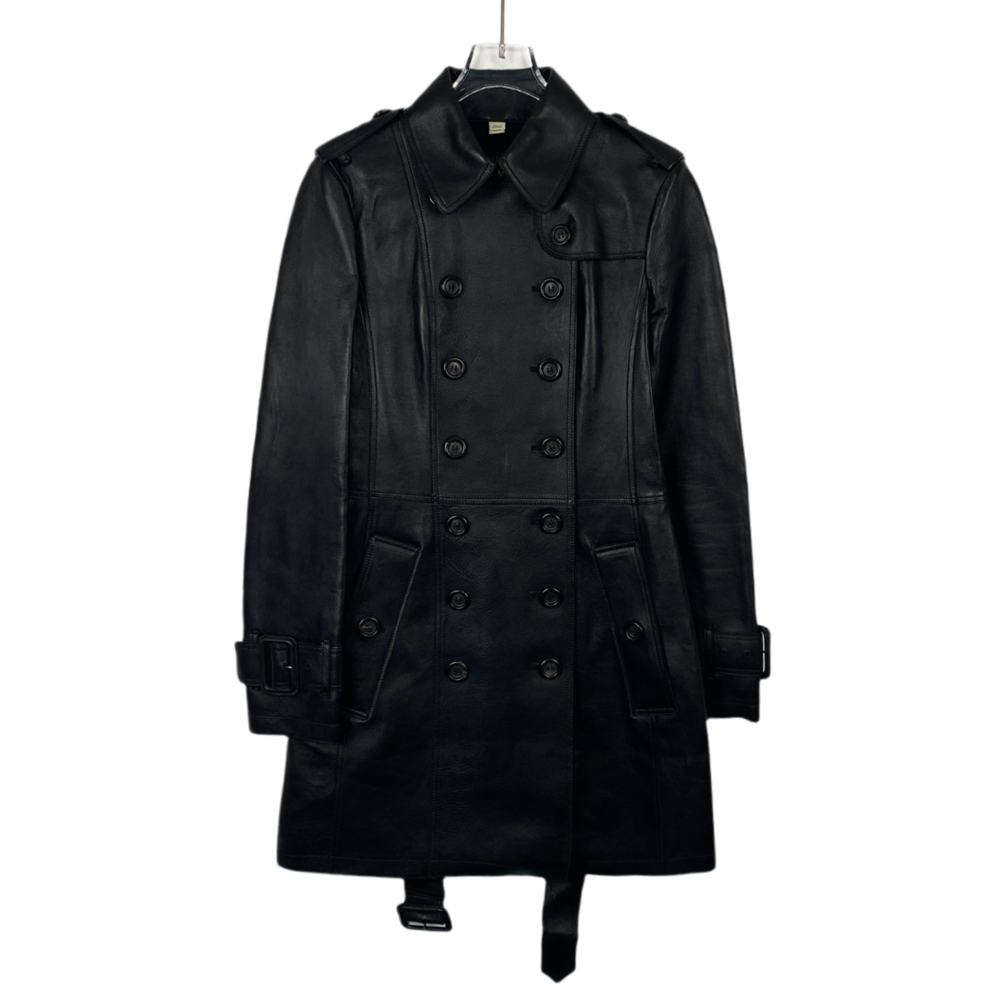 99新 BURBERRY/博柏利 H10602 London系列黑色羊皮外套38 S码