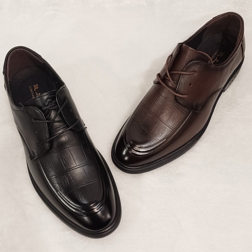 男鞋真皮皮鞋爆款商务休闲百搭舒适透气正装工装职业豆豆鞋2558