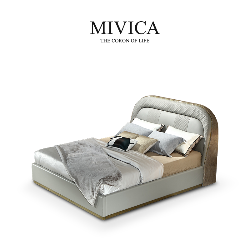 米维卡MIVICA现代意式轻奢真皮软包双人床主卧婚床高端家具V1新品