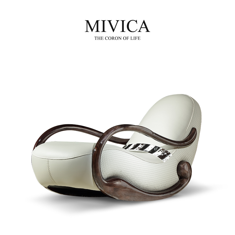 米维卡MIVICA实木真皮躺椅时尚艺术休闲椅家用客厅摇摇椅多功能椅