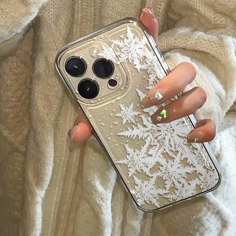 ins风雪花苹果oppo小米华为iPhone15手机壳14promax太空软壳13/12