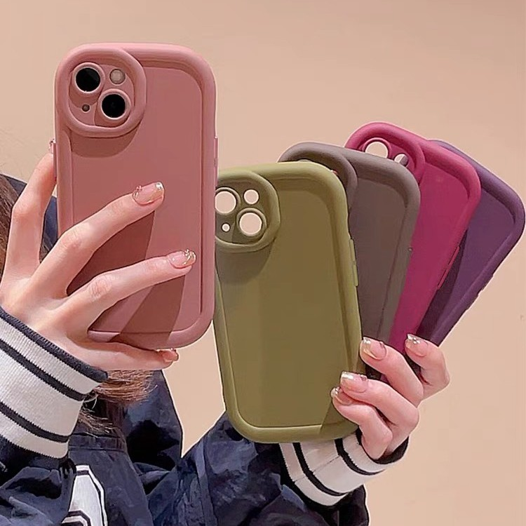高级简约纯色泡芙壳适用苹果13手机壳iphone15/14promax硅胶12/11