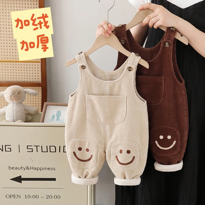 婴儿背带裤冬款2025秋冬季款男女童灯芯绒背带裤宝宝洋气连体裤潮