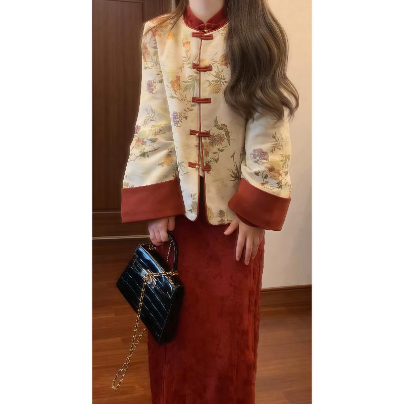 老钱风新娘回门敬酒服订婚礼服复古新中式国风套装外套旗袍连衣裙