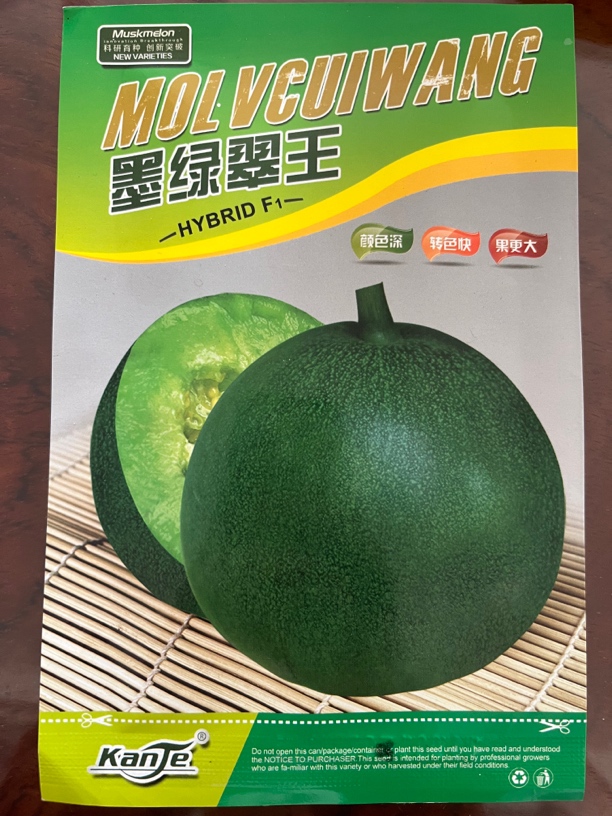 墨绿翠王，六百粒，大果型、深绿色绿宝甜瓜种子早熟耐裂产量高