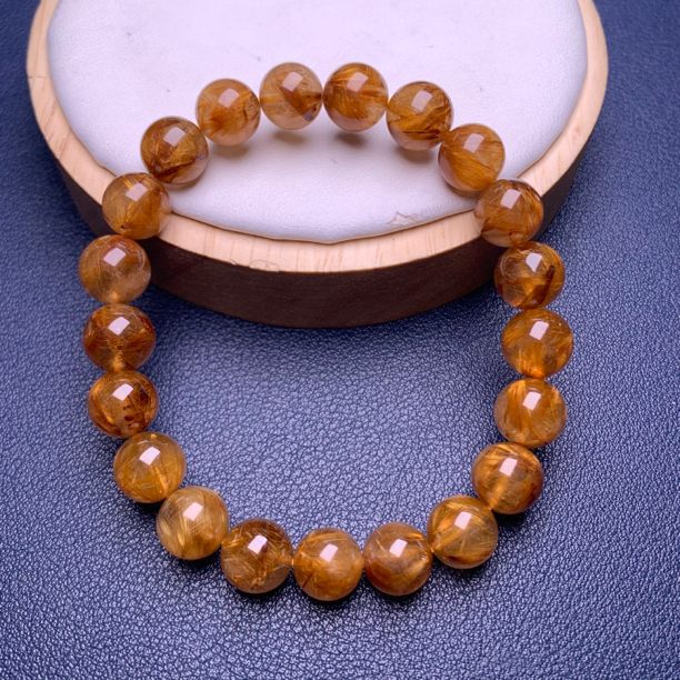 天然铜光珠手链女巴西板钛晶花铜发晶素圈顺发满发密多样性发一条