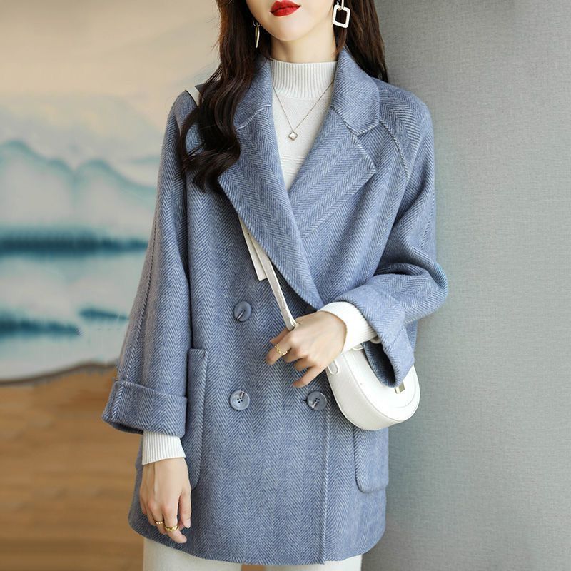 毛呢外套女装2023秋冬装新款时尚韩版宽松显瘦百搭洋气呢子大衣AY