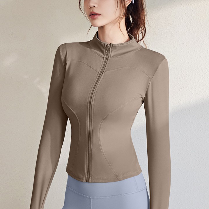 FL-922防晒速干健身衣女运动显瘦透气立领弹力瑜伽外套