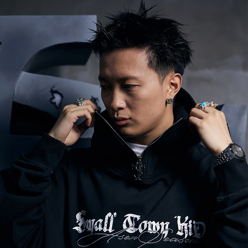 Asen艾志恒同款 STK SmallTownKid 嘻哈潮街头拉链刺绣连帽衫卫衣