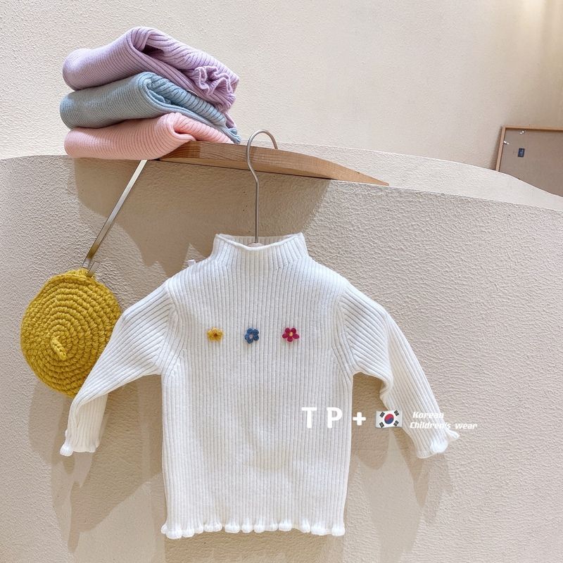 女童毛衣秋冬打底衫2024新款儿童秋装中高领上衣百搭小女孩针织衫