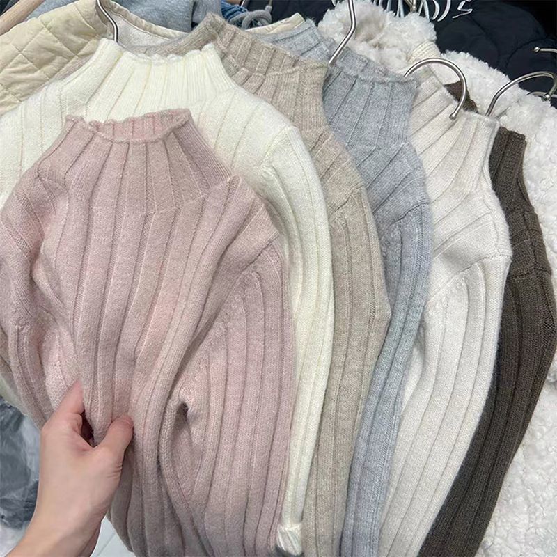 女童毛衣2025秋冬新款加厚男童儿童韩版洋气半高领针织打底衫冬款