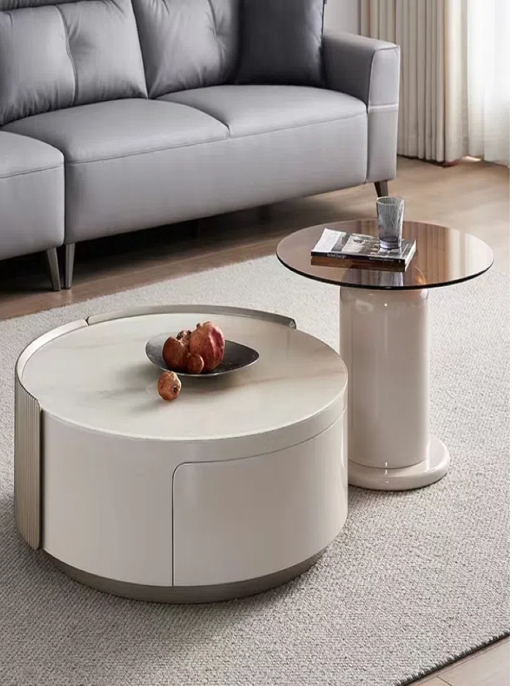 全友家私70580 矮圆茶几 客厅轻奢家用创意极简储物储物简约北欧