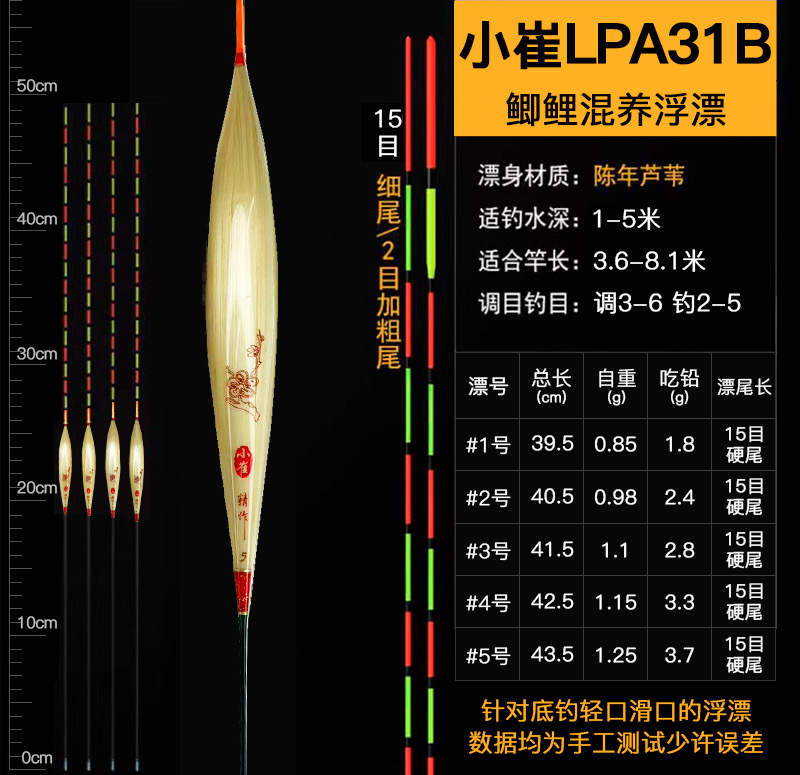 芦苇浮漂A31B鲫鱼鲤鱼高灵敏浮漂(爆顶换新）手工