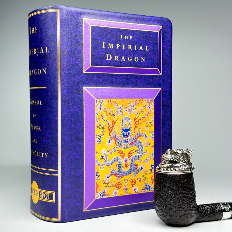 The White Spot黑色贝壳喷砂面纯银龙头防风盖限量 配红宝石眼睛