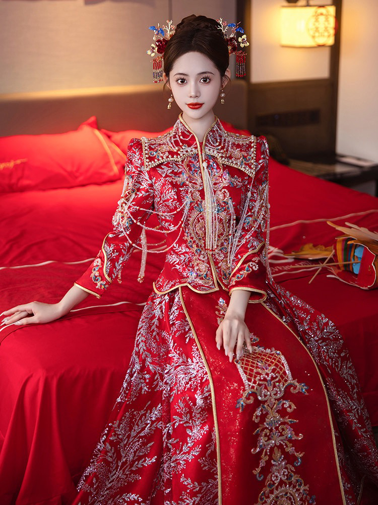 重工秀禾服婚服2024新款新娘结婚中式婚纱高端出阁龙凤褂嫁衣显瘦