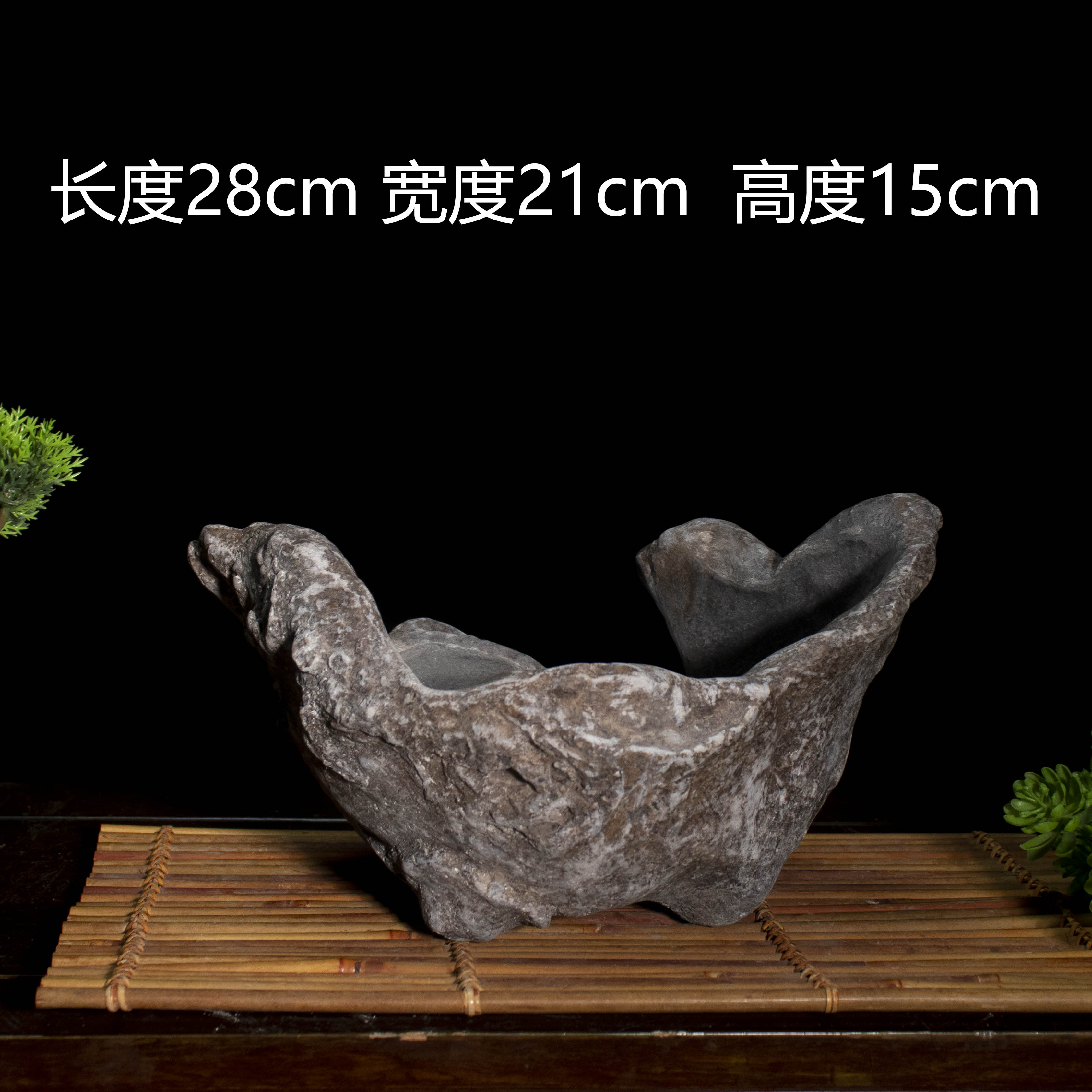 P1-010中国风禅意复古浅盆假山流水造景专用盆景盆个性创意性花盆