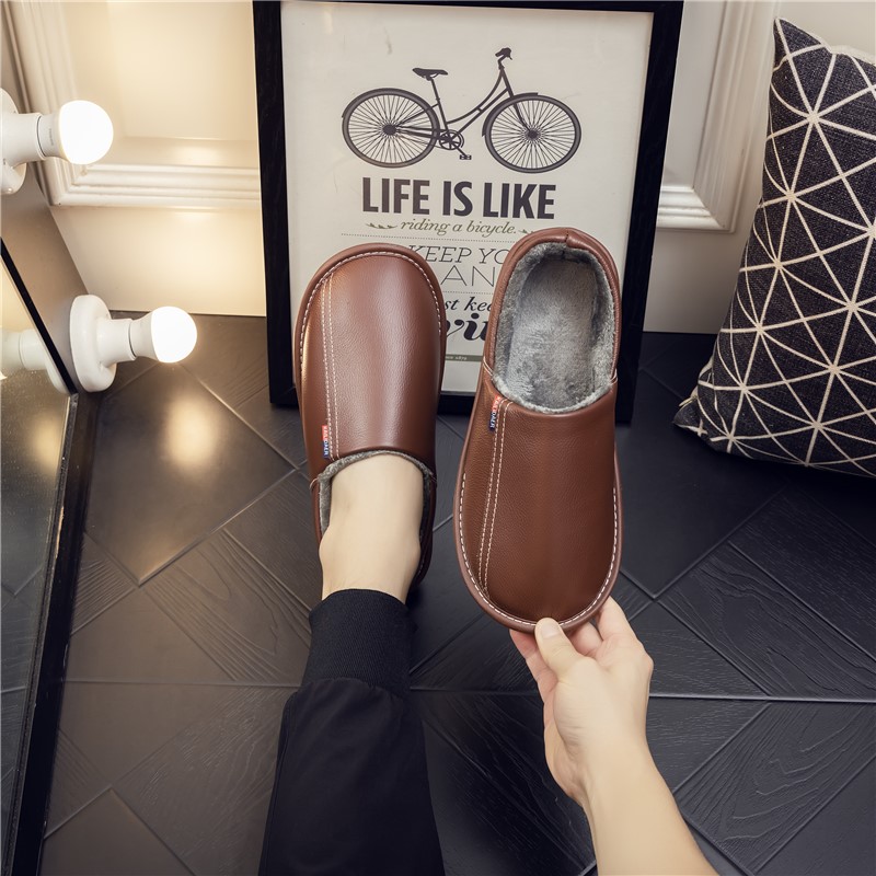  【牛皮暖鞋】海宁真皮暖鞋保暖加厚包跟休闲鞋秋冬季防滑暖靴男女