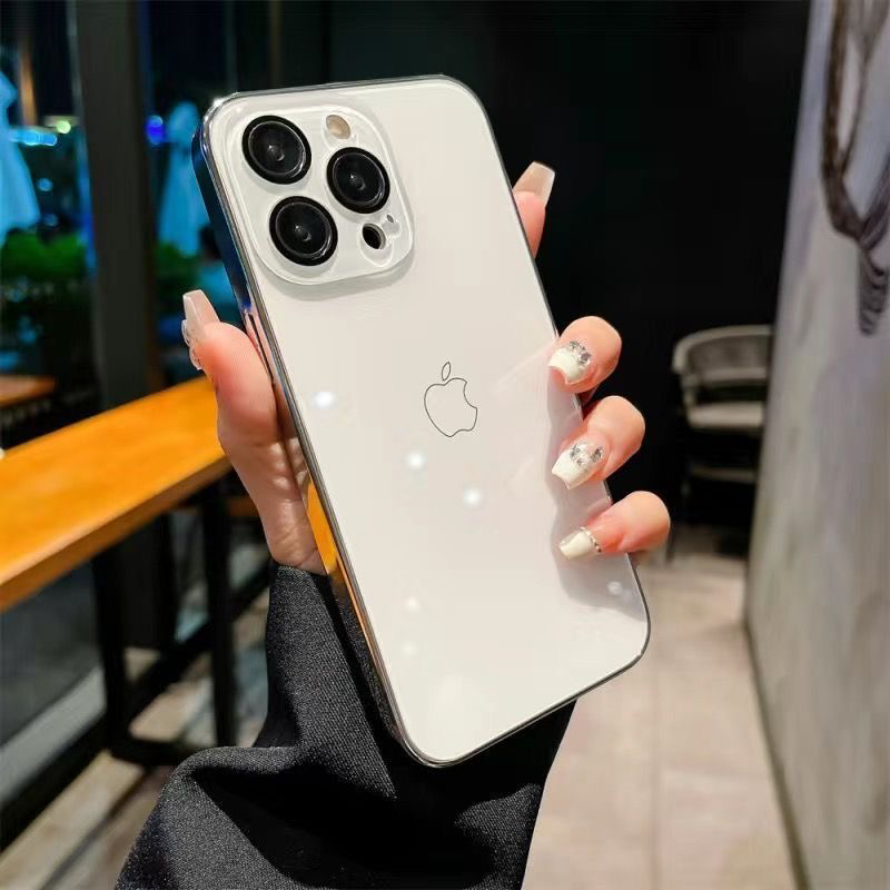 镜面电镀玻璃适用苹果15promax手机壳自带镜头膜iPhone14pro/13硬