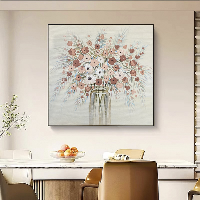 SJ 64【锦上添花】纯手绘油画餐厅壁画现代简约沙发背景画花卉挂画